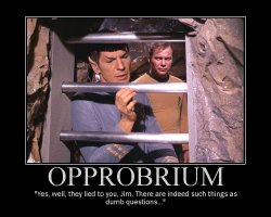 Opprobrium --- Yes, well, they lied to you, Jim. There are indeed such things as dumb questions...